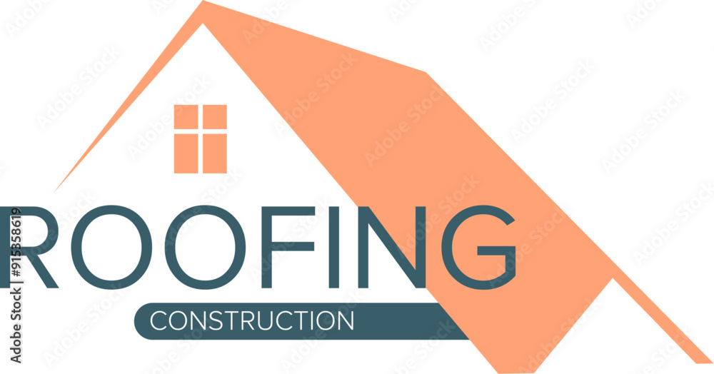 Roofing construction logo design template with roof top and slogan ...