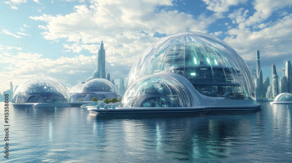Fototapeta premium Futuristic Cityscape with Domes