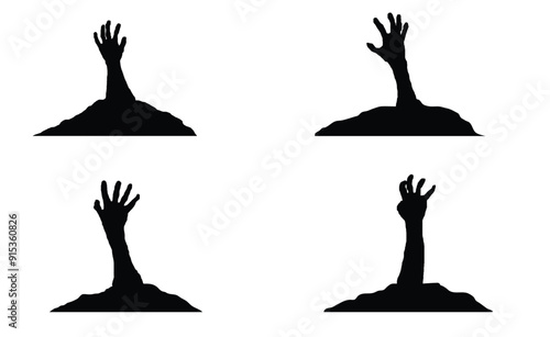 Silhouette of a Zombie Hand Showing out of the Grave. Seasonal national Halloween holiday concept vector