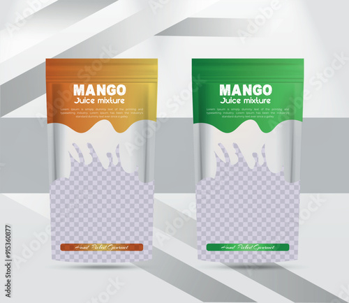 mango juice pouch product packaging stand up pouch design template
