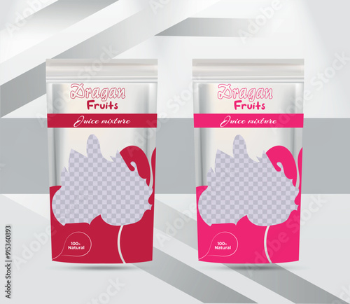 dragon fruit juice product packaging stand up pouch design