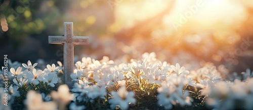 Outdoor religious cross sur...