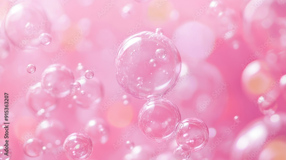 Soap bubbles floating on a pink background creating a dreamlike atmosphere Soap bubbles floating on a pink background creating a dreamlike atmosphere