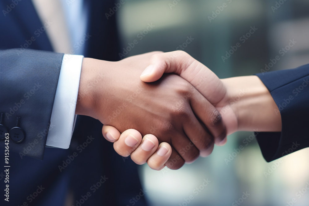 close up view of businessman handshaking at office workspace. Concept of business agreement, collaboration, contract dealing, partnership. AI generated close up view of businessman handshaking at office workspace. Concept of business agreement, collaboration, contract dealing, partnership. AI generated