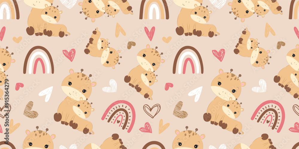 Cute baby animals seamless pattern Cute baby animals seamless pattern
