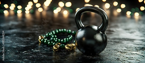 Black iron kettlebell featu...