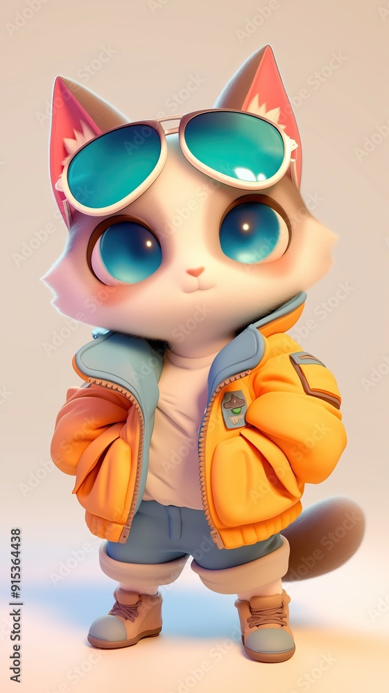 A super cute animal IP wearing a jacket, chibi style, Popmart Blind Box, IP design, trend. Generated AI A super cute animal IP wearing a jacket, chibi style, Popmart Blind Box, IP design, trend. Generated AI