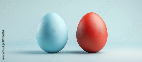 Two Easter eggs one blue an...