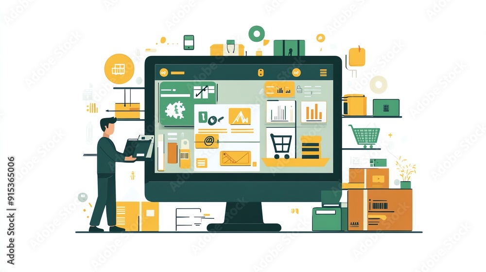 Fototapeta premium Inventory Management System Illustration.