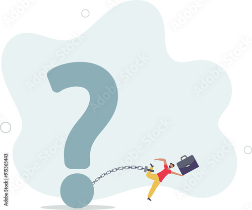 Struggle with unanswered question, problem or difficulty, hard questions or unsolvable quest concept.flat design with people.