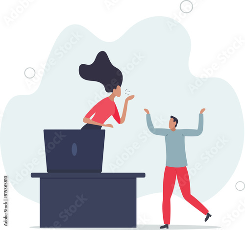 Video conference meeting with team in social distancing Coronavirus COVID-19 pandemic surreal concept.flat design with people.