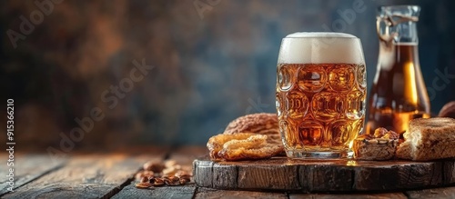 Beer glass on a wooden boar...