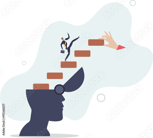 learning new skill to success, individual career growth concept.flat design with people.