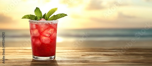 Red cocktail with copy spac...