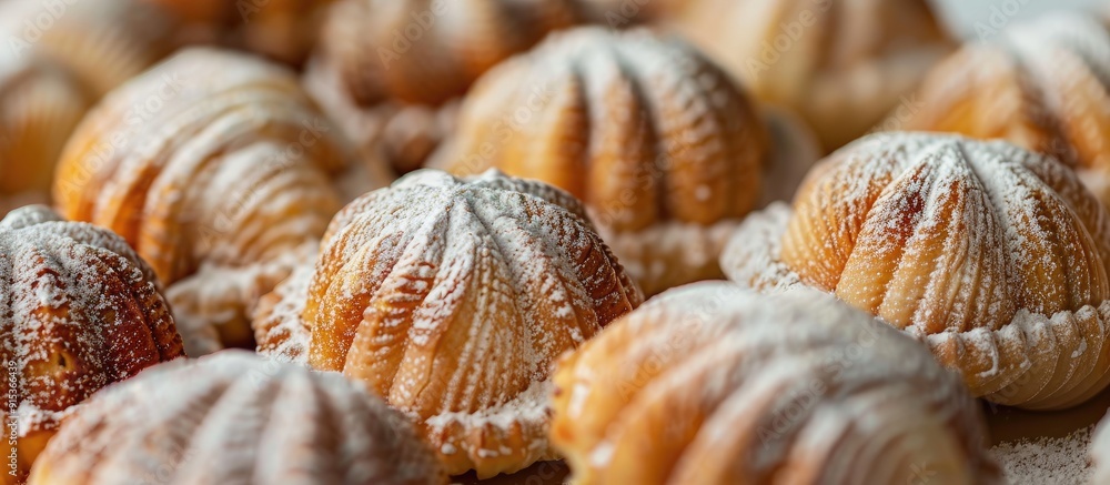 Close up of traditional Mexican conchas on a white background with copyspace Close up of traditional Mexican conchas on a white background with copyspace