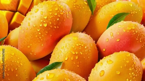 yellow mangoes with splash water