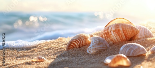 Seashells on a sandy beach ...