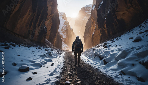 Canyon Forgotten in Snowy Winter: The Discoverer's Jaunt Overwhelmed in Landslide