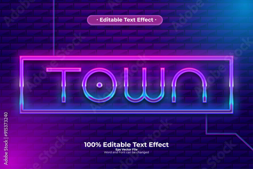 New town editable text effect in modern trend style