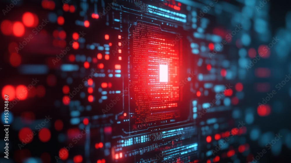 Abstract Digital Interface with Red and Blue Lights Abstract Digital Interface with Red and Blue Lights