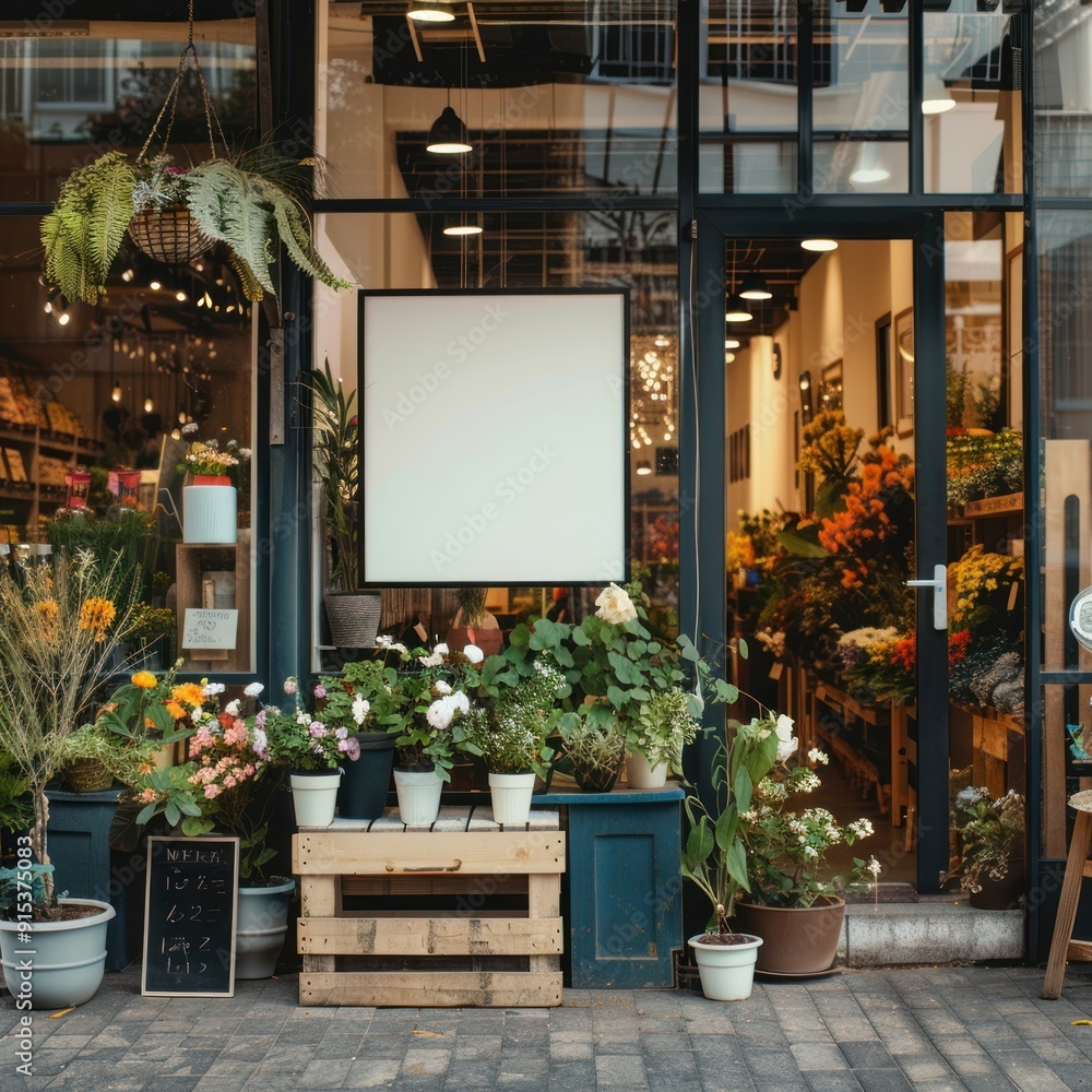 Blank lightbox mockup flower shop outdoors. Blank lightbox mockup flower shop outdoors.