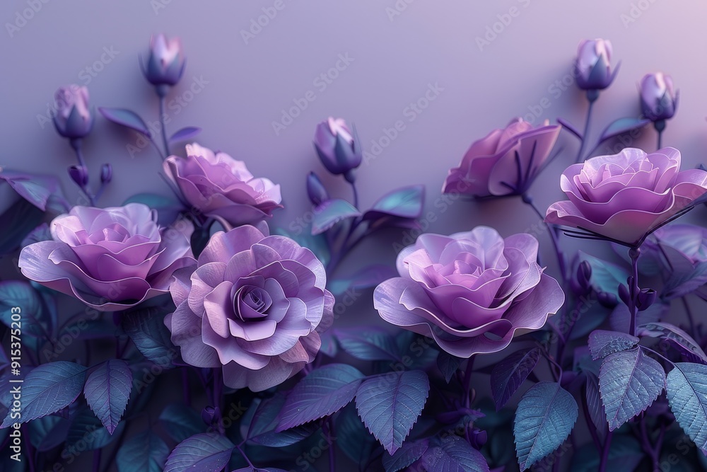 An elegant assortment of 3D abstract roses in Persian Pastel monochrome, designed as a background with a minimalist border and ample copy space An elegant assortment of 3D abstract roses in Persian Pastel monochrome, designed as a background with a minimalist border and ample copy space