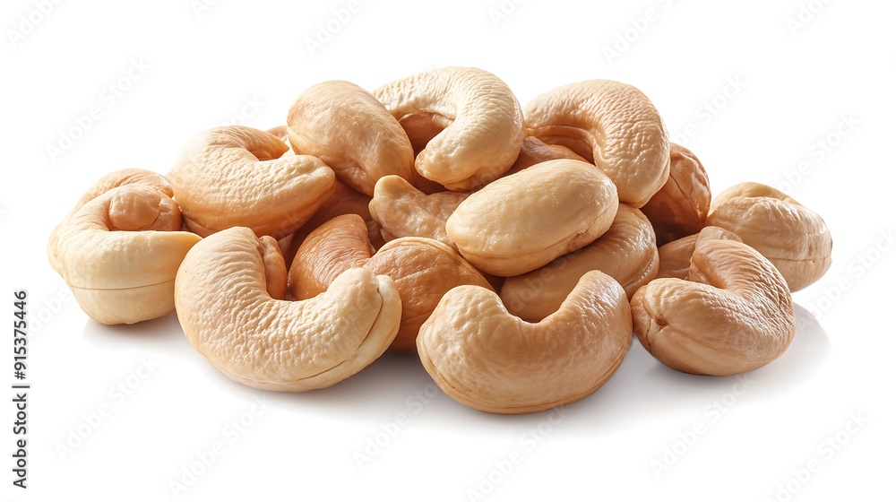 Close up of cashew nuts isolated on white background Close up of cashew nuts isolated on white background