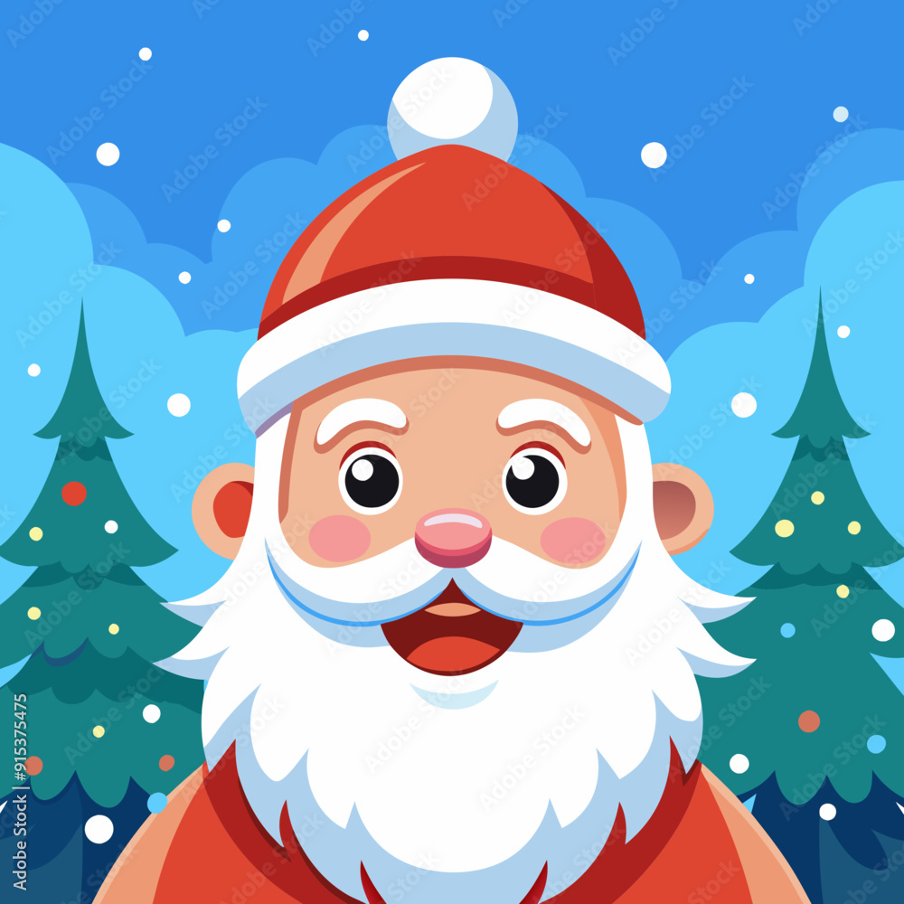 Christmas Vector Santa Claus's head, Santa’s face with a hat and white beard. Cartoon character Christmas Vector Santa Claus's head, Santa’s face with a hat and white beard. Cartoon character