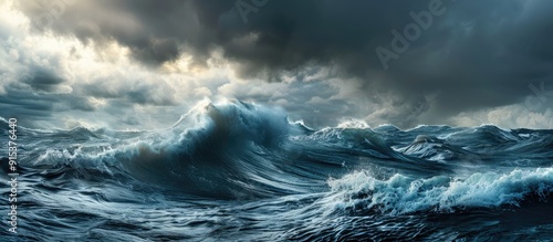 Fototapeta Naklejka Na Ścianę i Meble -  sea ocean storm weather abstract wave backdrop. with copy space image. Place for adding text or design