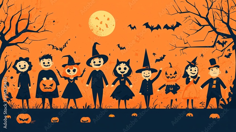 Spooky Masquerade: Group of People in Halloween Costumes