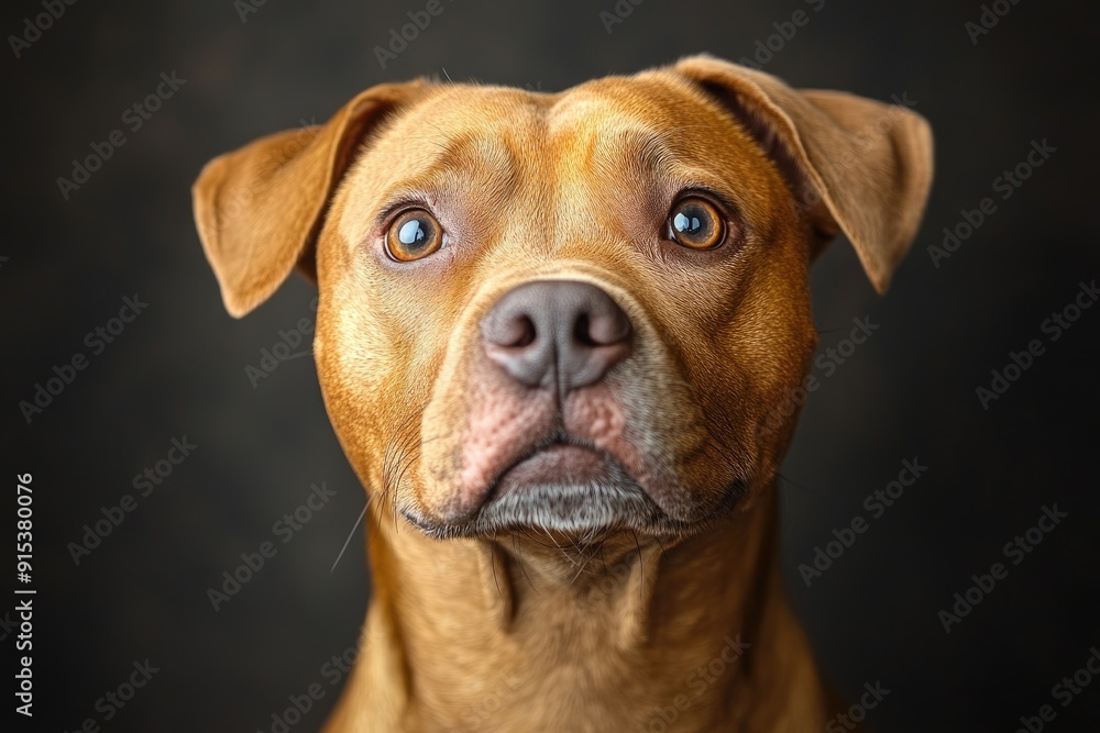 Beautiful american pit bull terrier posing on dark background Beautiful american pit bull terrier posing on dark background