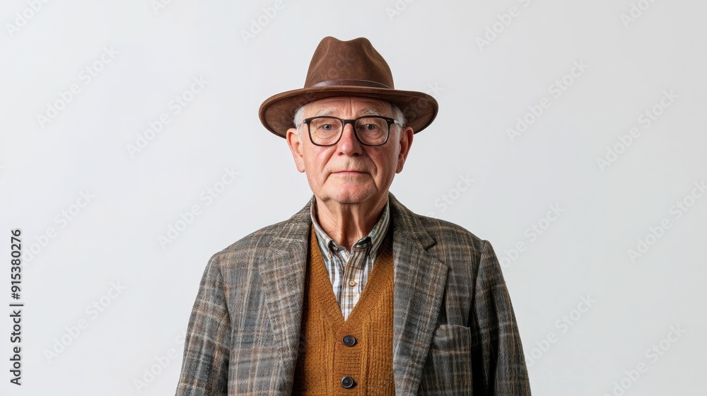Elderly Man in Plaid Jacket and Hat
Elderly Man in Plaid Jacket and Hat