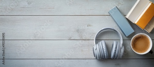 Books coffee and headphones...