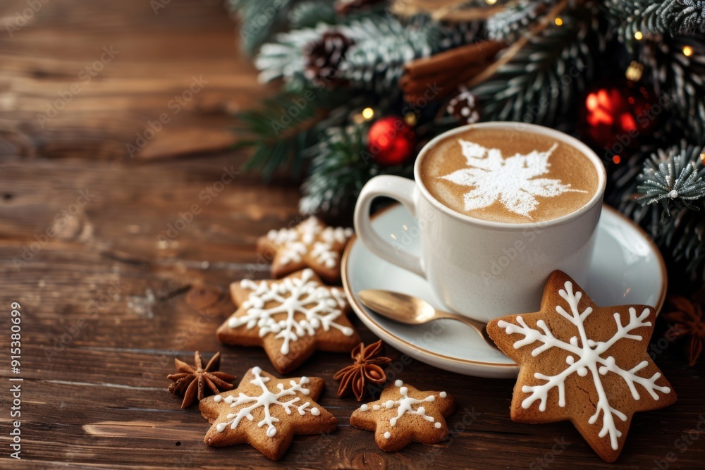 Christmas Cookies and Hot Cocoa by a Window with a Christmas Tree: A Cozy and Festive Holiday Scene with Winter Charm Christmas Cookies and Hot Cocoa by a Window with a Christmas Tree: A Cozy and Festive Holiday Scene with Winter Charm