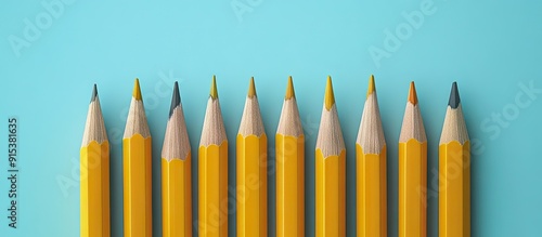 Pencils lined up in a row. ...
