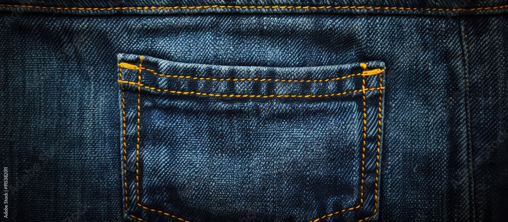 Back of jeans pocket texture. with copy space image. Place for adding text or design
