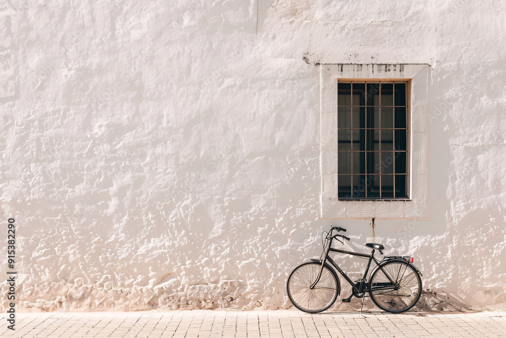 Fototapeta premium bicycle near white wall background