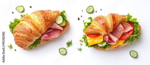 Delicious croissant sandwic...