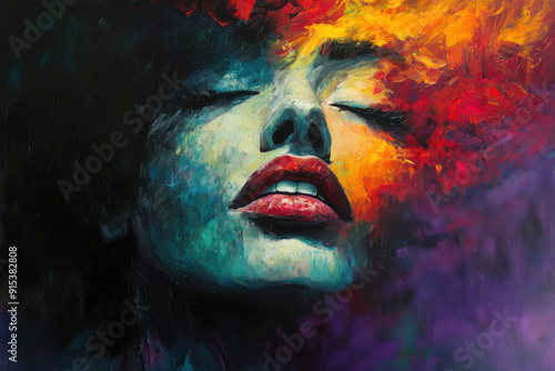 Abstract multicolored portrait of a woman's face