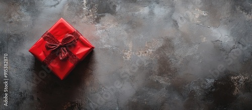 Red gift box on a grey conc...