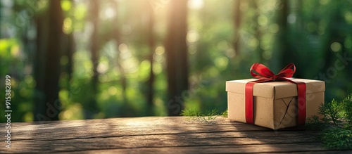 Gift box on wood with a for...