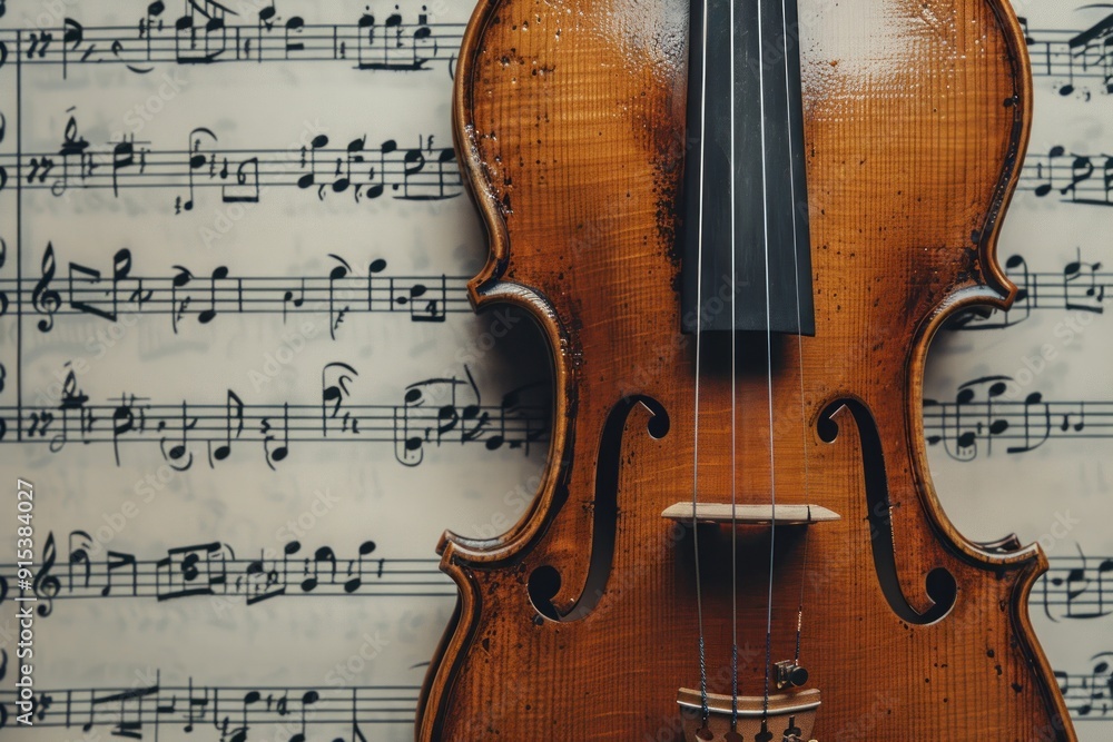 Fototapeta premium Violin on Sheet Music.