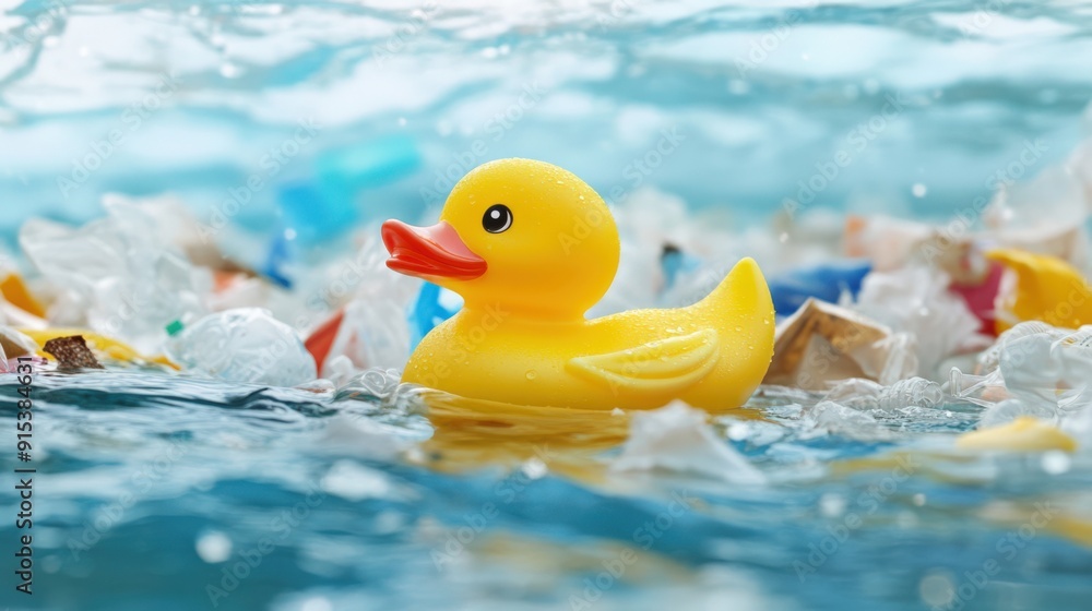 Yellow Toy Duck in Contaminated Water Yellow Toy Duck in Contaminated Water