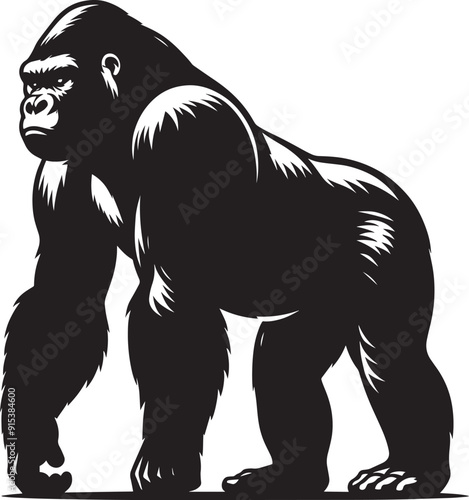 Gorilla Silhouette isolated on white background Minimalist gorilla vector shape