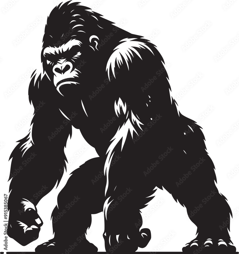 custom made wallpaper toronto digitalGorilla Silhouette isolated on white background Minimalist gorilla vector shape