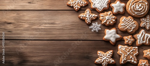 Christmas cookies on a wood...