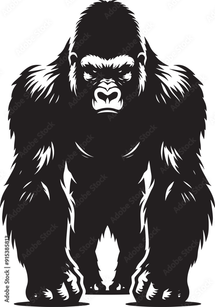 Gorilla Silhouette isolated on white background Minimalist gorilla vector shape Gorilla Silhouette isolated on white background Minimalist gorilla vector shape