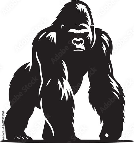 Gorilla Silhouette isolated on white background Minimalist gorilla vector shape