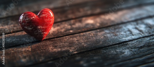 Bright red heart on a dark ...