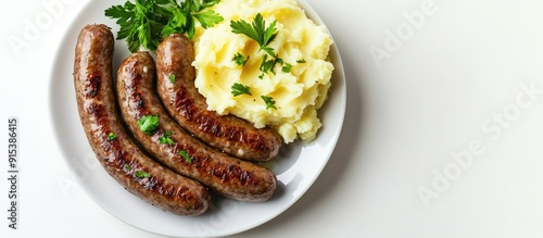 Fried meat sausages accompa...